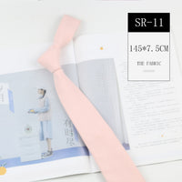 Korean Style Casual Suede Pure Color Artistic Shirt Macaron Color 7cm Hand Tie