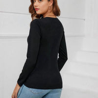 New V-neck Long-sleeve Base Top For Women Autumn Season