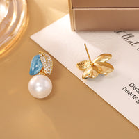 Enamel Dripping Oil Asymmetric Zircon Earrings Style A & B