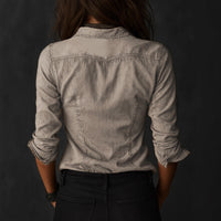 Women's Casual Vintage-style Distressed Long-sleeve Shirt