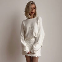 Knitted Cozy Loose-fitting Laid-back Crocheted Sweater