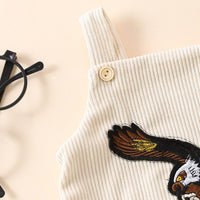 Embroidered Eagle Print Sling Romper