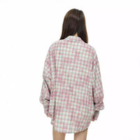 Retro Plaid Denim Collar Shirt Autumn