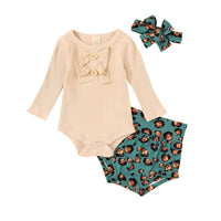 Girls Green Pullover Printed Cotton Suit
