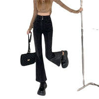 Hot Girl Love Jeans Women's High Waist Slim Design Micro-Flare Straight Pants