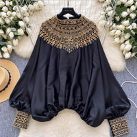 French-style Chic Beaded Casual Blouse For Women