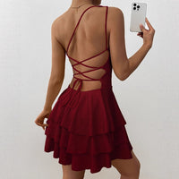 Women's Creative Solid Color Versatile Halterneck Backless Dress