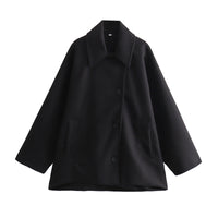 Loose Short Multi-color Blended Woolen Coat Outerwear