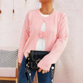 Women's Round Neck Long Sleeve Fake Two-piece Sweater