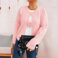 Women's Round Neck Long Sleeve Fake Two-piece Sweater
