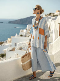 Loose Casual Womens Fashionable Beach Vacation Two-Piece Set