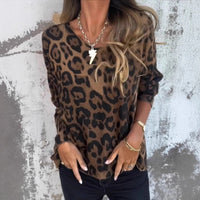 Women's Leopard Print Pullover Long Sleeve Pullover