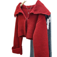 Large Lapel All-matching Cropped Sweater Coat