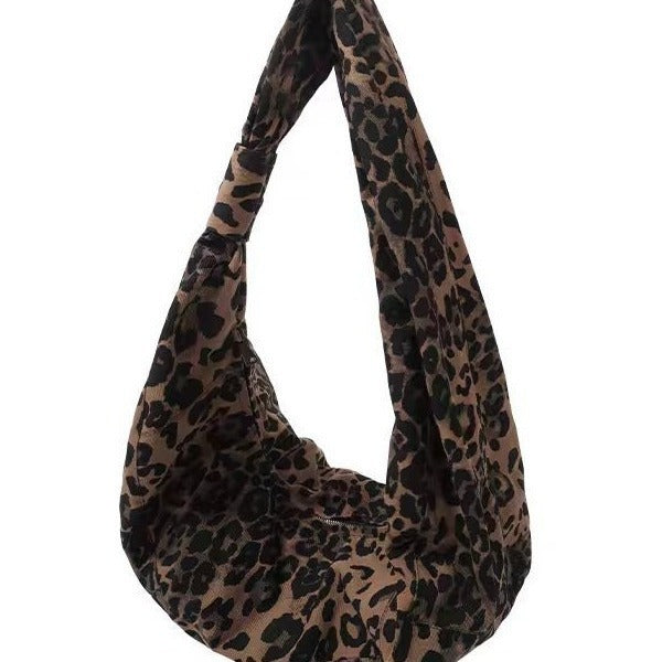 Fashion Pleated Leopard Print Crossbody Bag