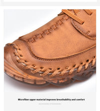 Casual Pumps British Retro Outdoor Soft Surface Hand-stitched Leather Shoes