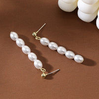S925 Silver Needle Rice-Grain Pearl Earrings For Women French Style