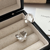 S925 Sterling Silver Minimalist Matte Crinkled-Ear Stud Earrings