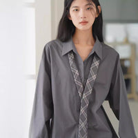 Spring And Autumn Normcore Gray Long Sleeve Shirt