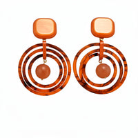 Silver Needle Acrylic Multi-Layer Round Earrings