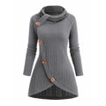 Womens Asymmetrical Turtleneck Long-Sleeve Knitted Cardigan