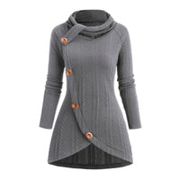 Womens Asymmetrical Turtleneck Long-Sleeve Knitted Cardigan