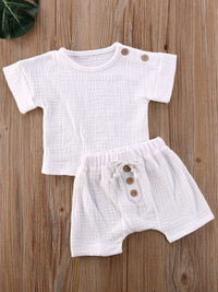 Baby Short Sleeve Shorts Gauze Casual Homewear
