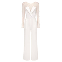 Foam Mesh Top Jumpsuit Casual Suit