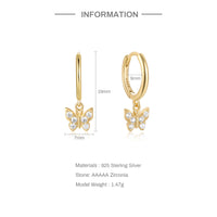 Dopamine S925 Sterling Silver Butterfly Jeweled Earrings