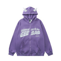 Letter Patch Leisure Velvet Padded Hooded Sweatshirt