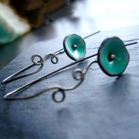 Retro Blue Dripping Oil Petal Earrings European And American Style
