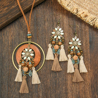 Retro Floral Earrings And Necklace Set With A Distinctive European And American Style