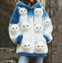 Heat-Transfer Blue Fleece Cute Pet Hoodie