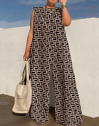 Fashionable Wide Leg Printed Jumpsuit