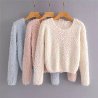 Solid Color Round Neck Pullover Short Pineapple Pin Sweater