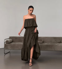 Fashionable Ruffled Strapless Dress