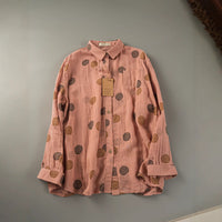 Japanese-style Double-Layer Cotton Gauze Printed Long-Sleeve Shirt Top For Women
