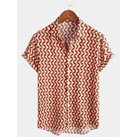 Printed Shirt Top Casual Loose Lapels Cardigan
