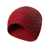 Women's Half-face Diamond Warm Knitted Hat Autumn And Winter European And American Outdoor Woolen Hat