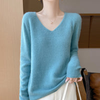 Women's Woolen Sweater V-neck Loose Wool Base Shirt