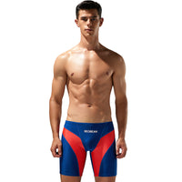 New Fashion Men's Low Waist Long Boxer Swimming Trunks