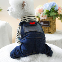 Pet Clothes Small And Medium-sized Dogs Retro Denim Suspender Pants