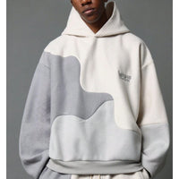 Irregular Patchwork American-Style Retro Unisex Hoodie And Sweatpants Set For Sports