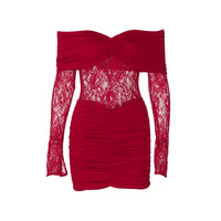 Sexy Strapless Sleeveless Patchwork Lace Dress For Women