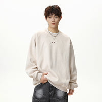 Faux Suede Texture Heavy Round Neck Sweater For Men