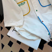 Contrast Color Pocket Loose Shirt Men And Women