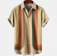 Digital Printing Feather Short Sleeve Lapel Loose Shirt
