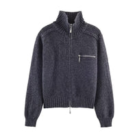 Double Zipper Design For Knitted Sweater Jacket