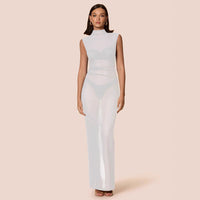 Sexy Womens Bodycon Sheer Mesh Dress With Slit