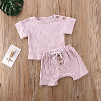 Unisex Baby Short Sleeve Shorts Gauze Casual Homewear