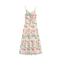 Floral Designer-Look Niche Womens French-Style Slip Long Dress
